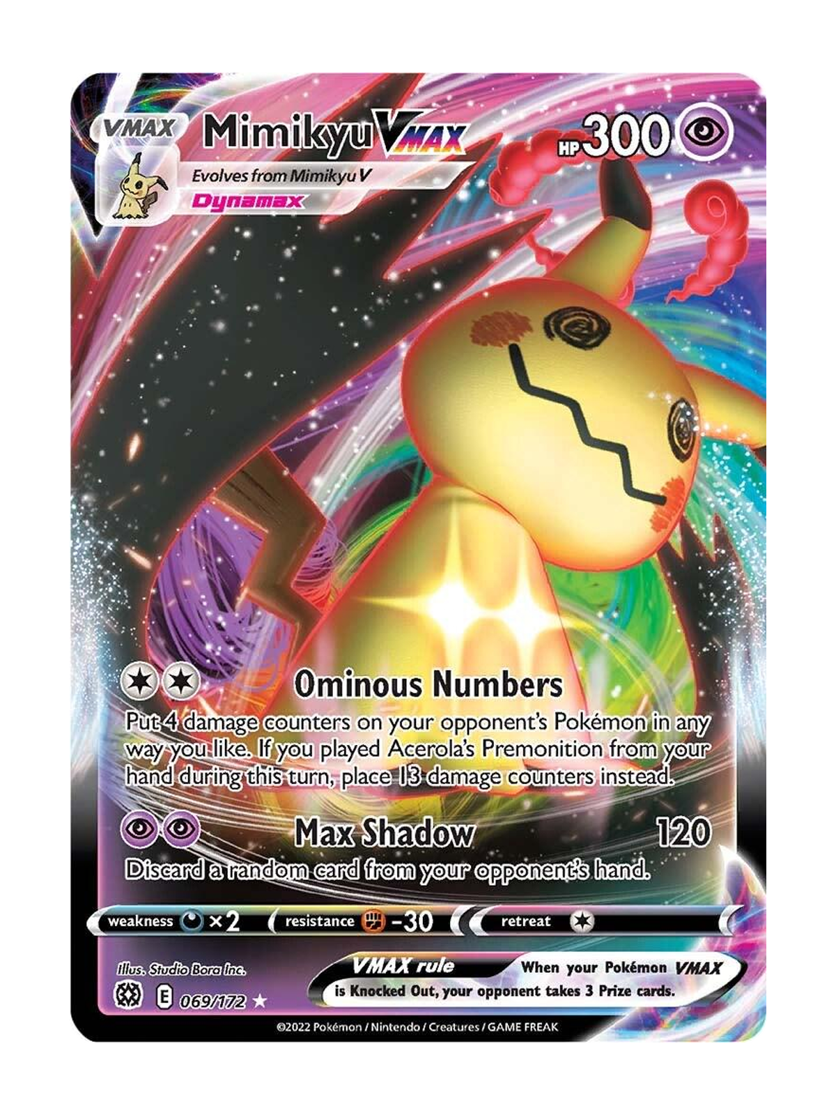 Mimikyu VMAX 069/172 — Brilliant Stars (BRS) | English | Raw | Rare Holo VMAX