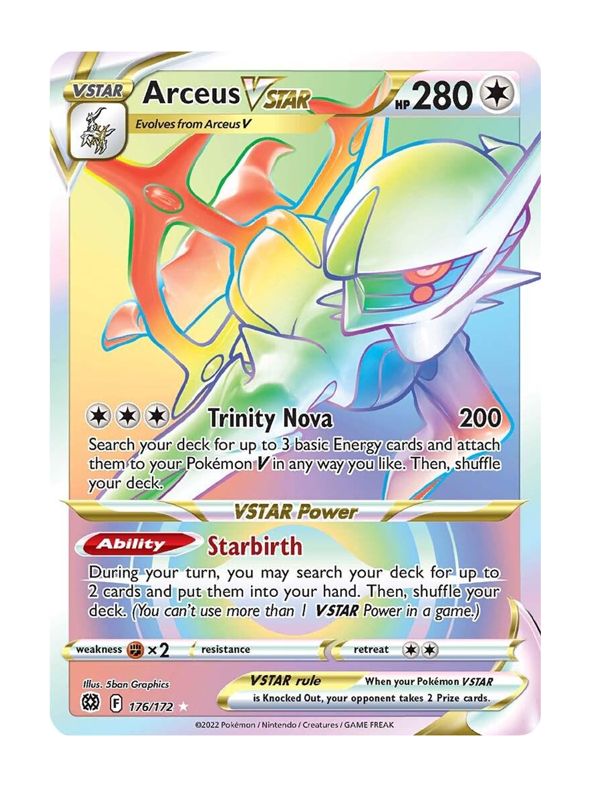 Arceus VSTAR 176/172 — Brilliant Stars (BRS) | English | Raw | Rare Rainbow