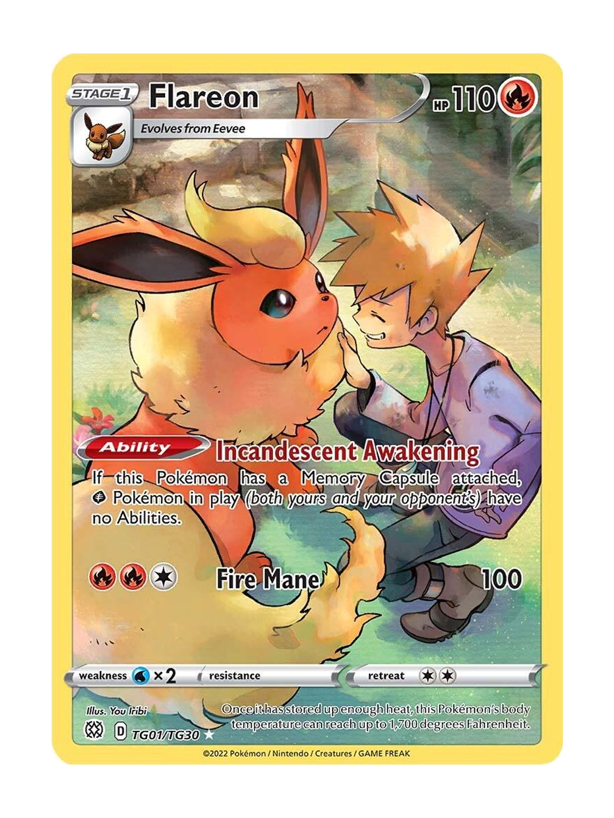Flareon #TG01 TG01/TG30 — Brilliant Stars (BRS) | English | Raw | Trainer Gallery Rare Holo