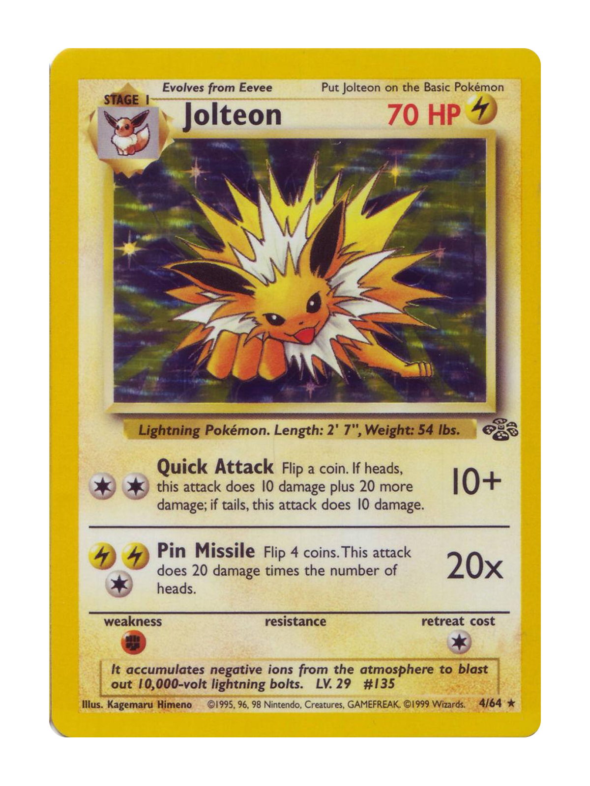 Jolteon 4 — Jungle (JUNG) | English | Raw | Rare Holo