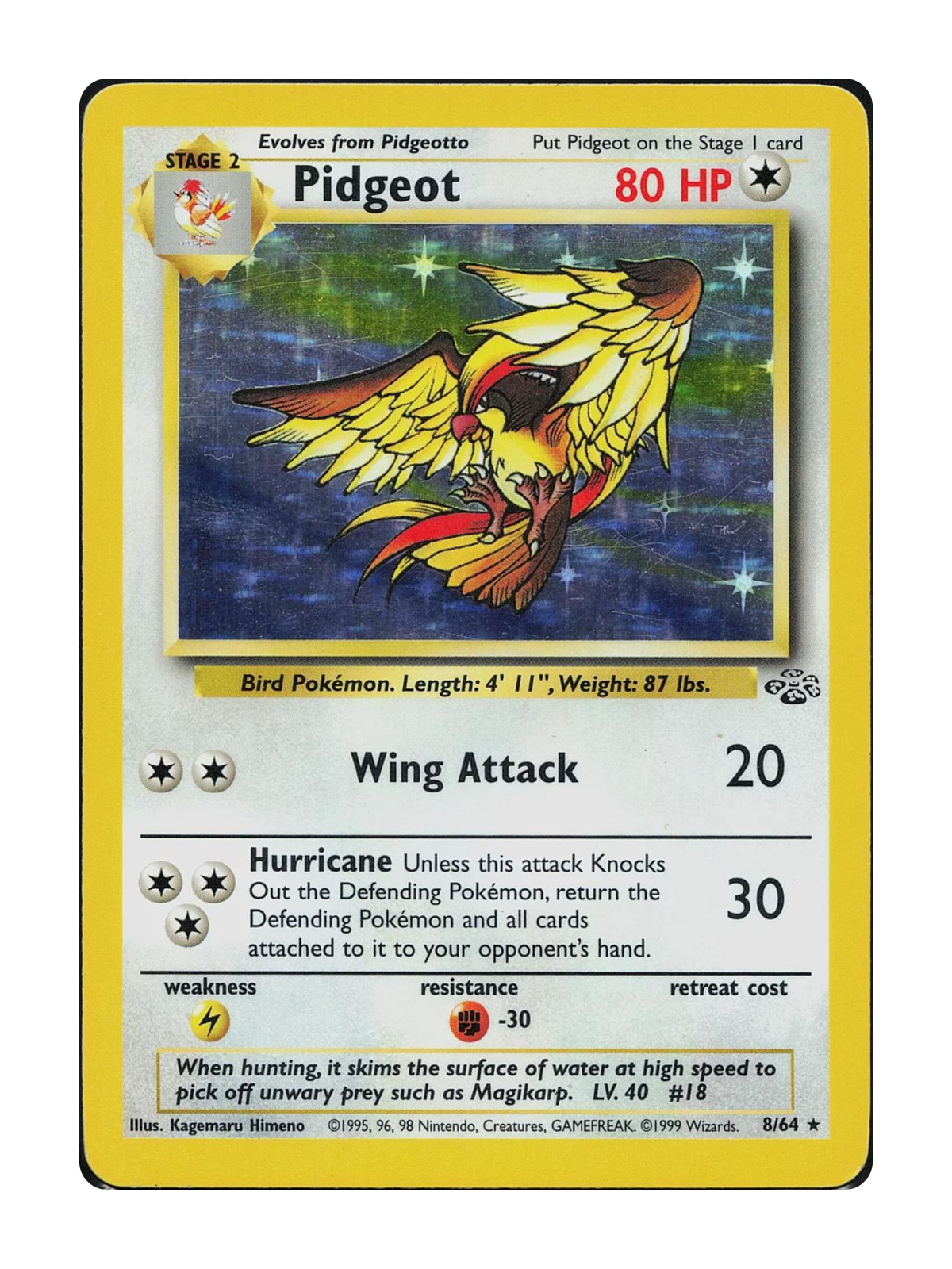 Pidgeot 8 — Jungle (JUNG) | English | Raw | Rare Holo