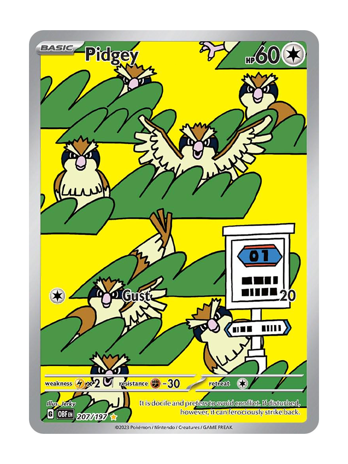 Pidgey 207/197 — Obsidian Flames (OBF) | English | Raw | Illustration Rare