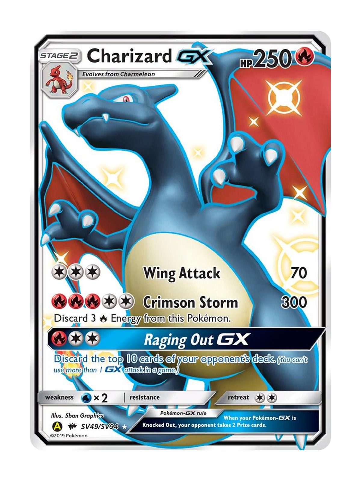 Charizard GX #SV49 SV49/SV94 — Hidden Fates (HIF) | English | Raw | Rare Shiny GX