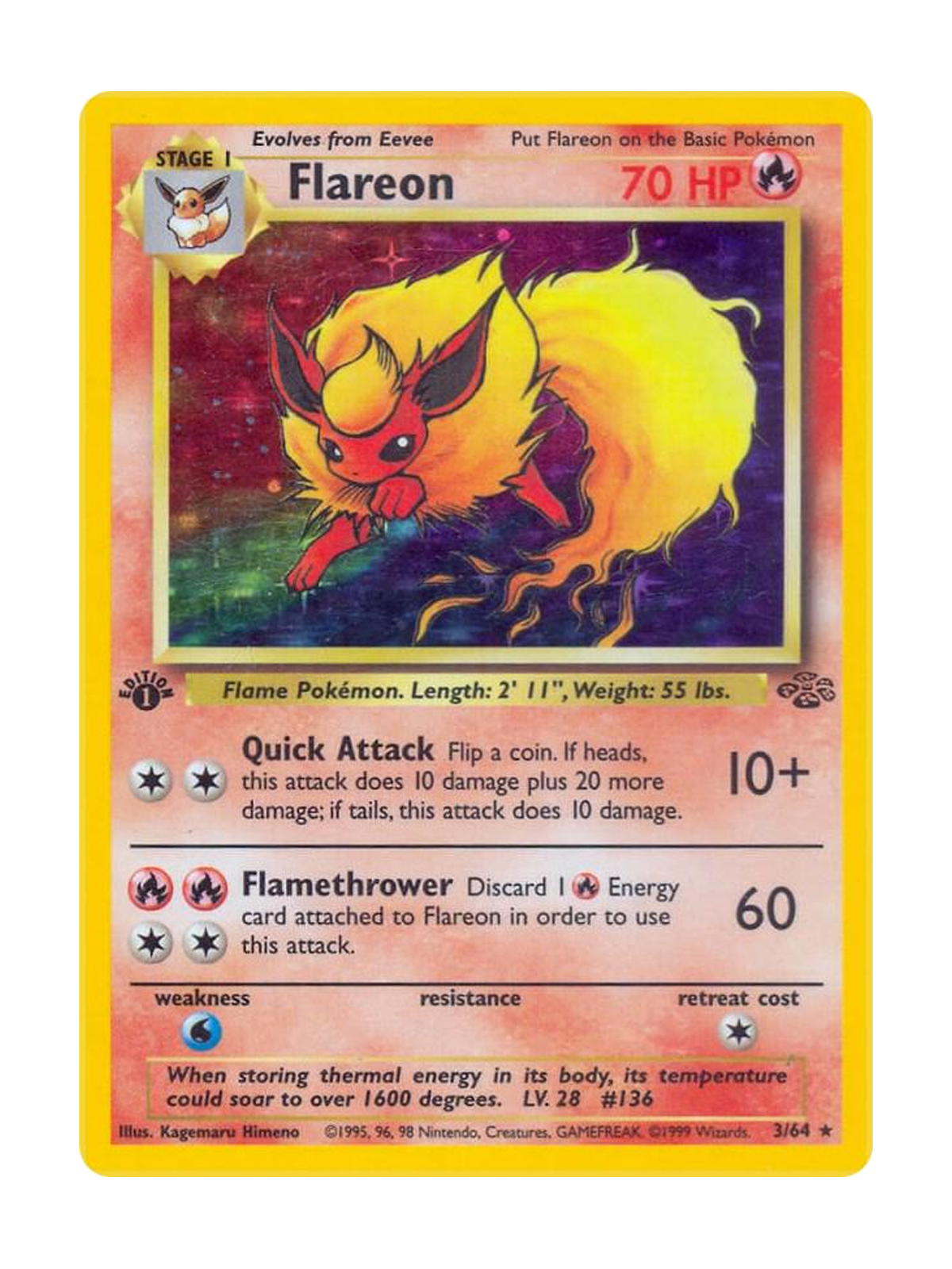Flareon [1st Edition] 3 — Jungle (JUNG) | English | Raw | Rare Holo