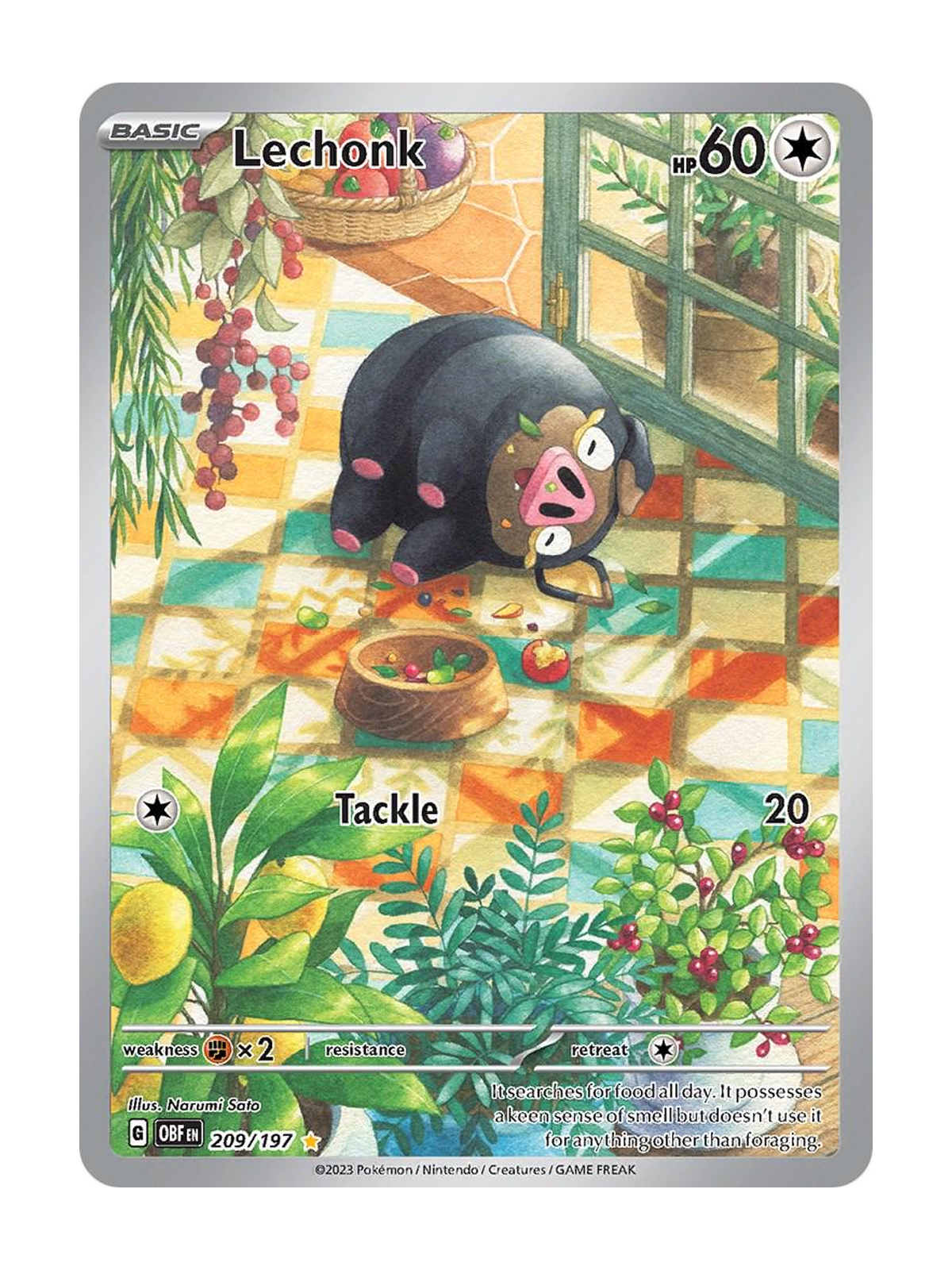 Lechonk 209/197 — Obsidian Flames (OBF) | English | Raw | Illustration Rare