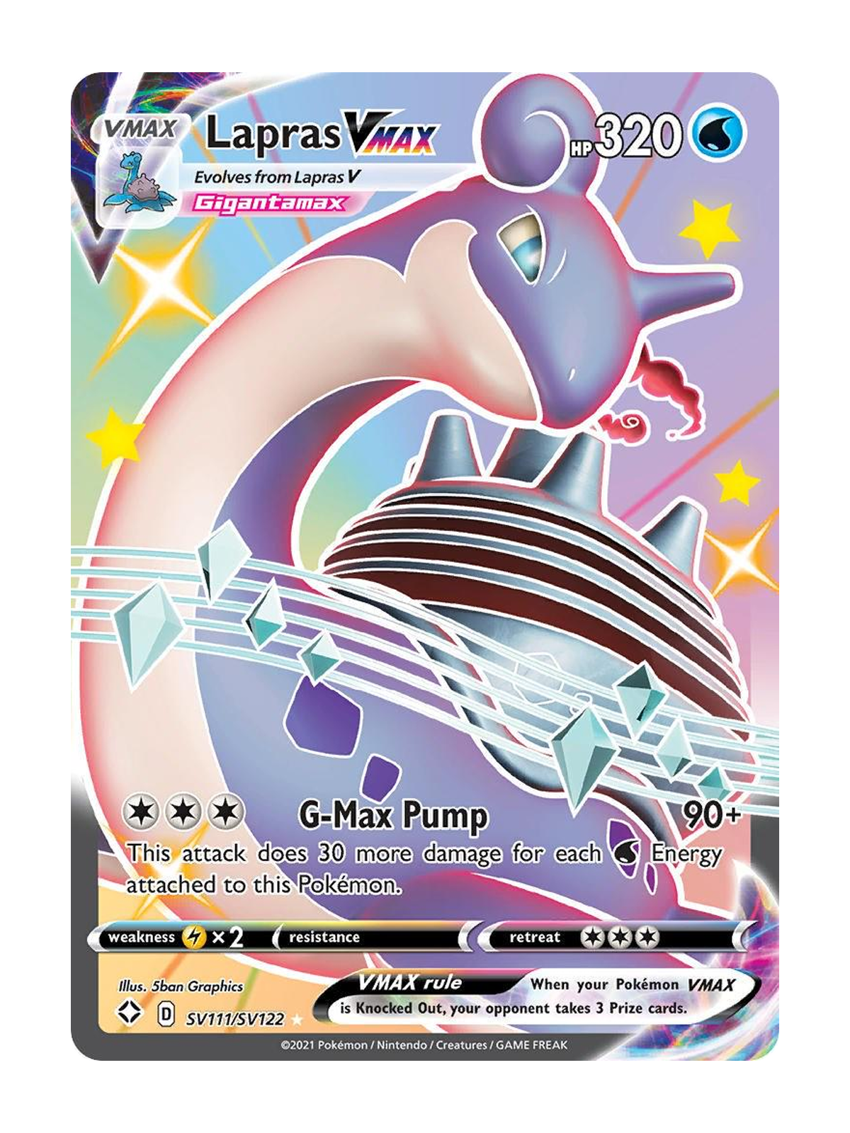 Lapras VMAX #SV111 SV111/SV122 — Shining Fates (SHF) | English | Raw | Rare Holo VMAX