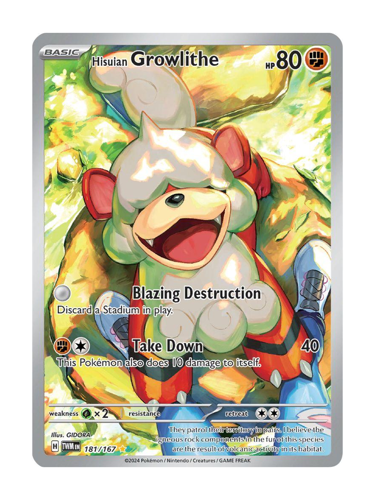 Hisuian Growlithe 181/167 — Twilight Masquerade (TWM) | English | Raw | Illustration Rare