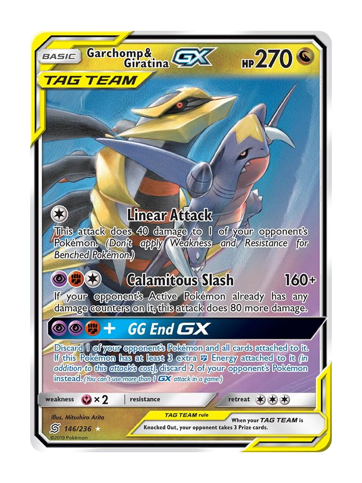 Garchomp & Giratina GX 146/236 — Unified Minds (UNM) | English | Raw | Rare Holo GX