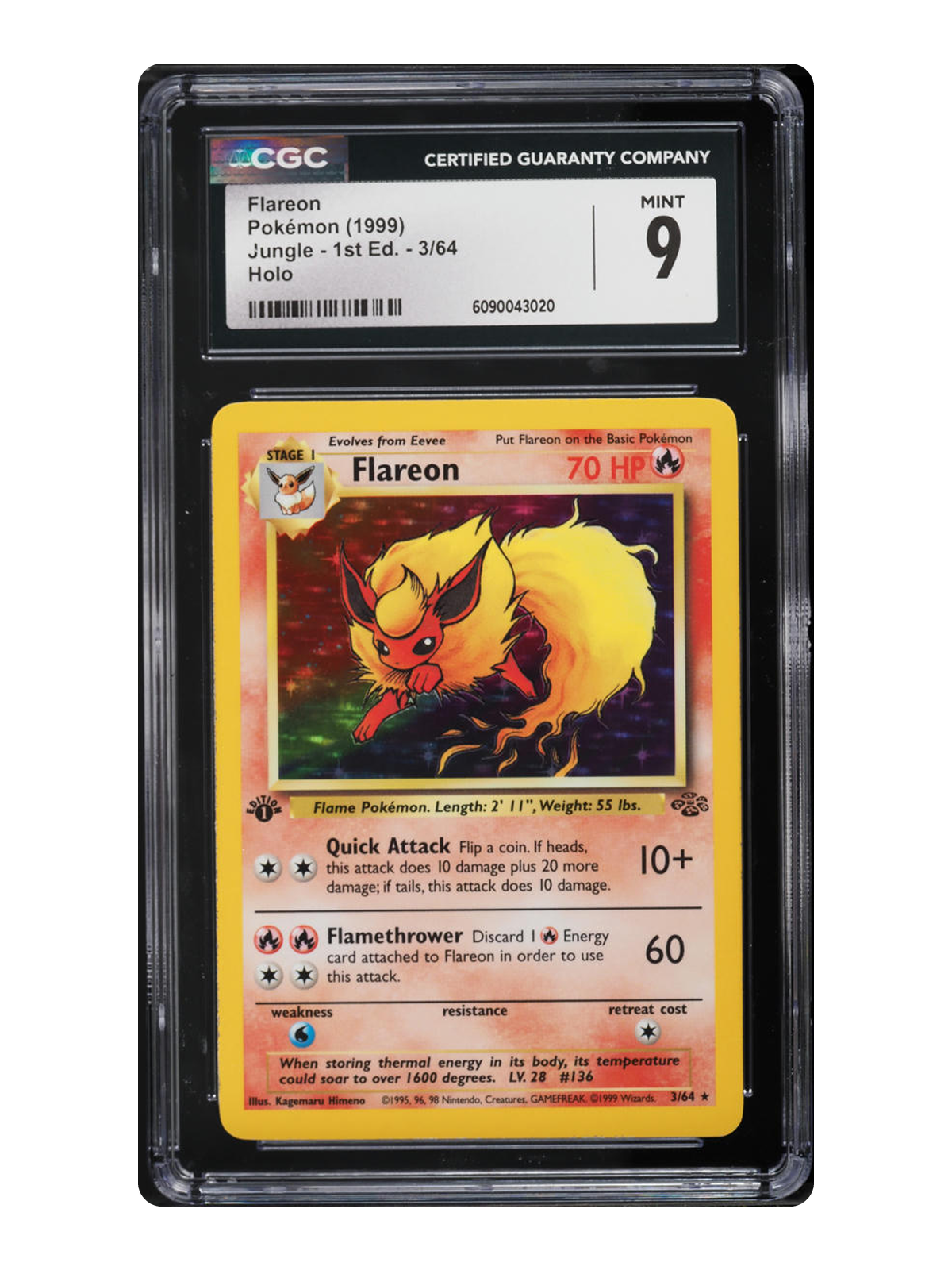 Flareon [1st Edition] 3 — Jungle (JUNG) | CGC 9 | English | Rare Holo