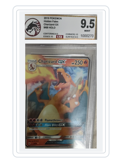 Charizard GX 9/68 — Hidden Fates (HIF) | Other Grader 9.5 | English | Rare Holo GX