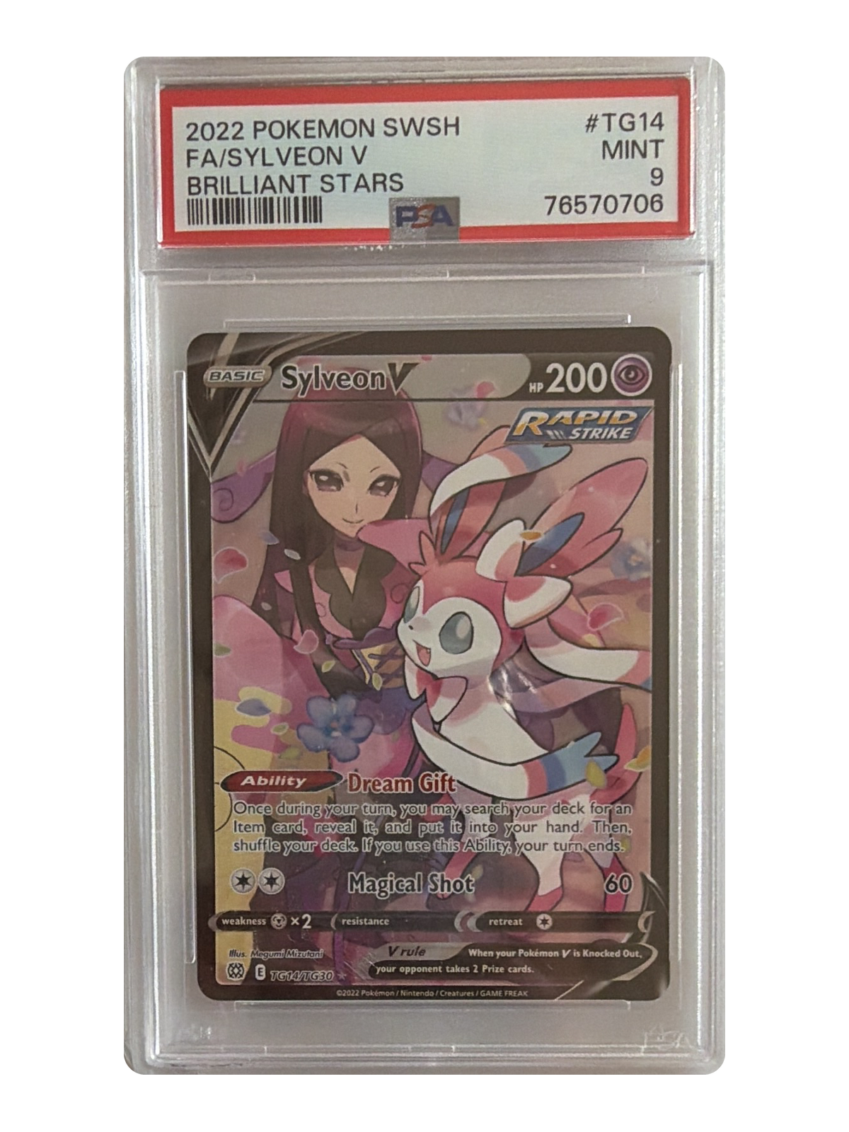 Sylveon V #TG14 TG14/TG30 — Brilliant Stars (BRS) | PSA 9 | English | Rare Holo V