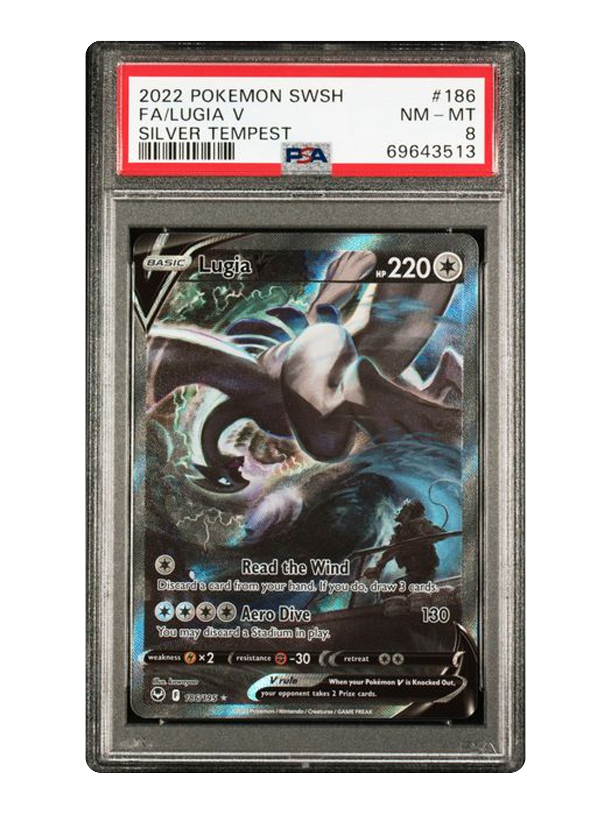Lugia V 186/195 — Silver Tempest (SIT) | PSA 8 | English | Rare Ultra