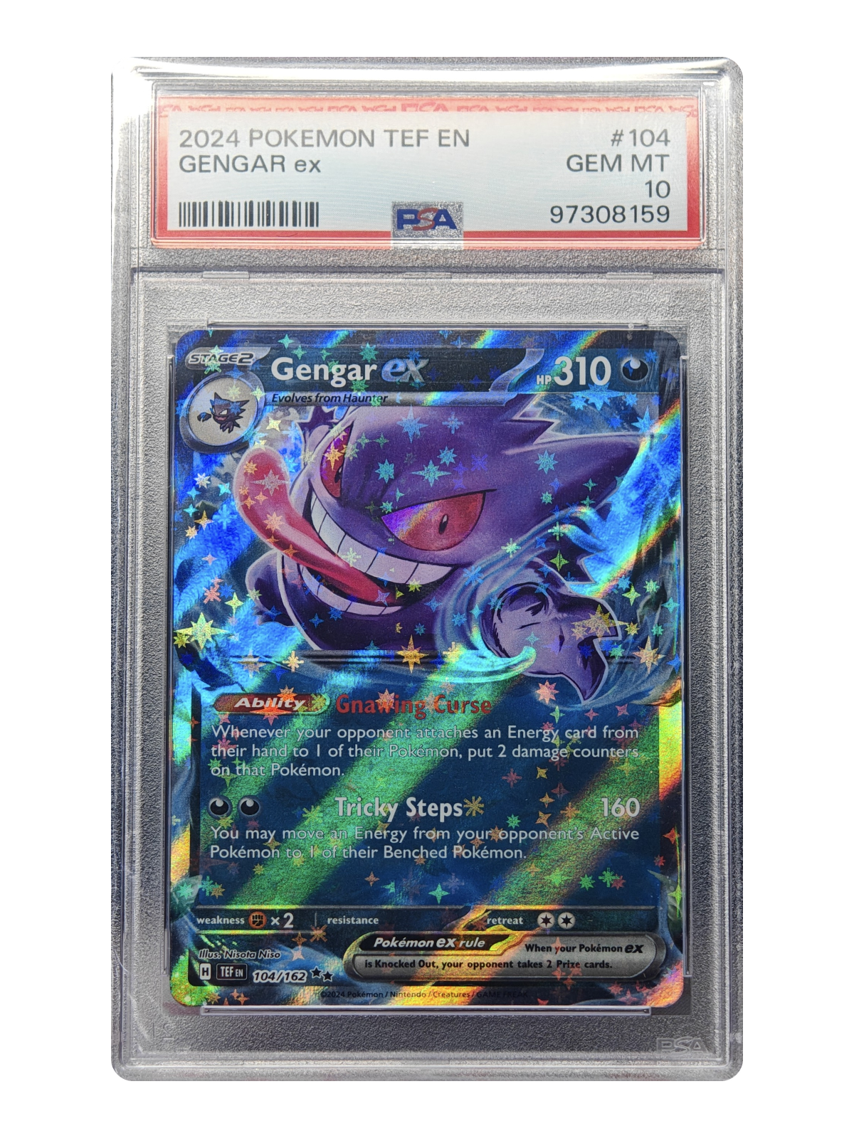Gengar ex 104/162 — Temporal Forces (TEF) | PSA 10 | English | Double Rare